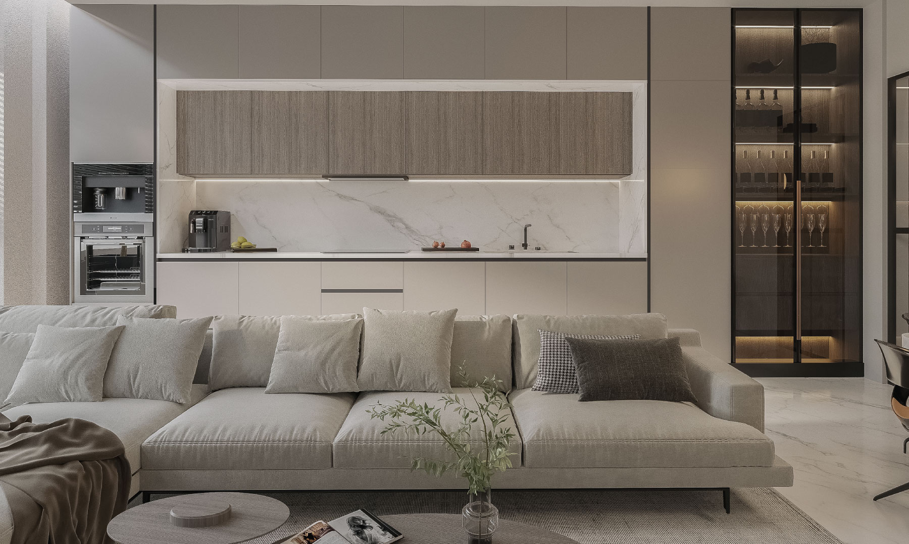 Interior modern living space with natural light