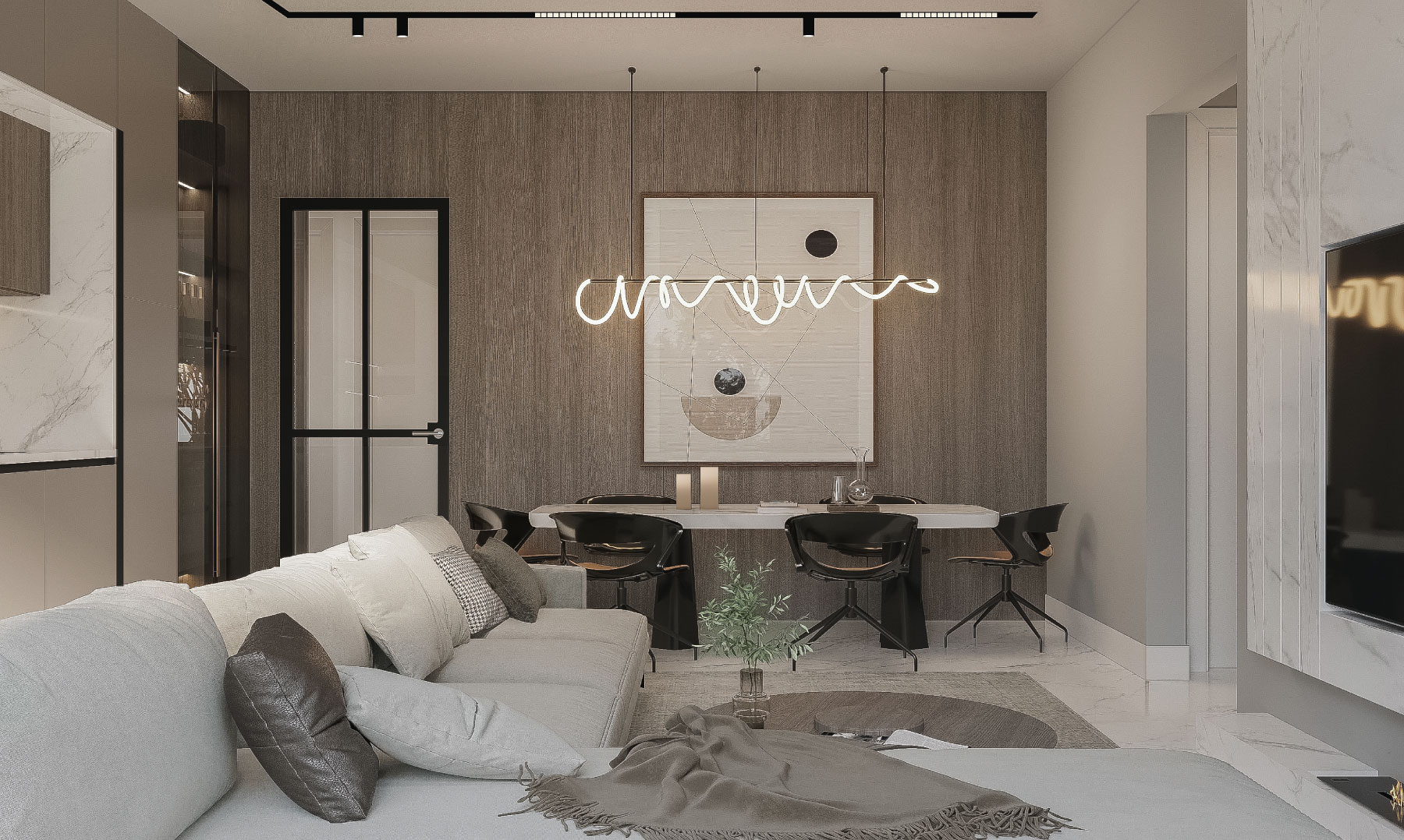 Elegant living room with coastal seating